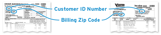 Where to Locate Customer Number and Billing Zip Code 